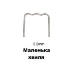 Нержавіючі скоби з малою хвилею зблизька — видно вигин скоби