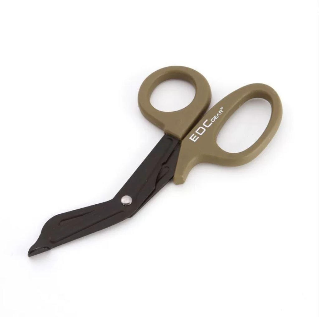 EDC Gear medical shears in 420 steel and heat-resistant plastic: 18.5 cm, 0.062 kg, coyote colour