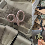 Леза з темним антибліковим напиленням на ножицях EDC Gear крупним планом