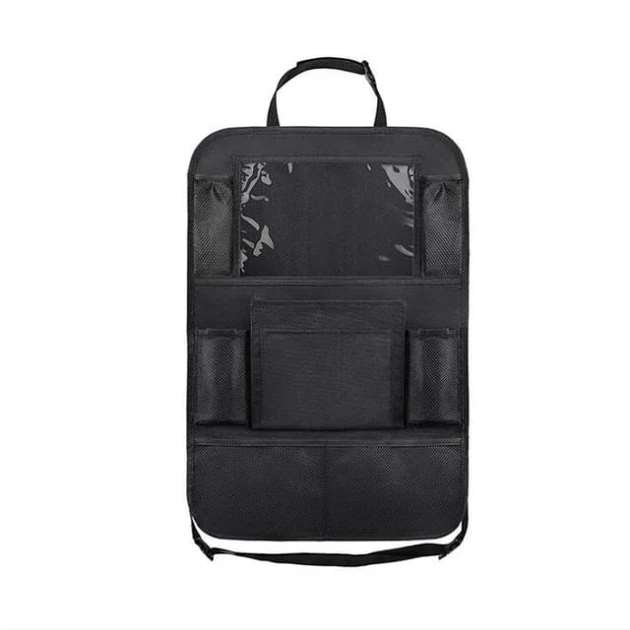 Car seat-back organiser with 10 pockets, black, 60×40 cm