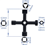 Universal cross key for electrical panels, lifts and utility cabinets